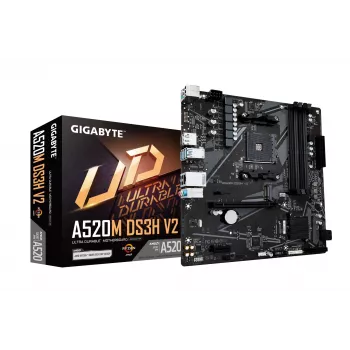 GIGABYTE A520M DS3H V2 Mainboard - Unterstützt AMD Ryzen 5000 Serie AM4 CPUs, bis zu 4733 MHz DDR4 (OC), PCIe 3.0 x16, GbE LAN, USB 3.2 Gen 1