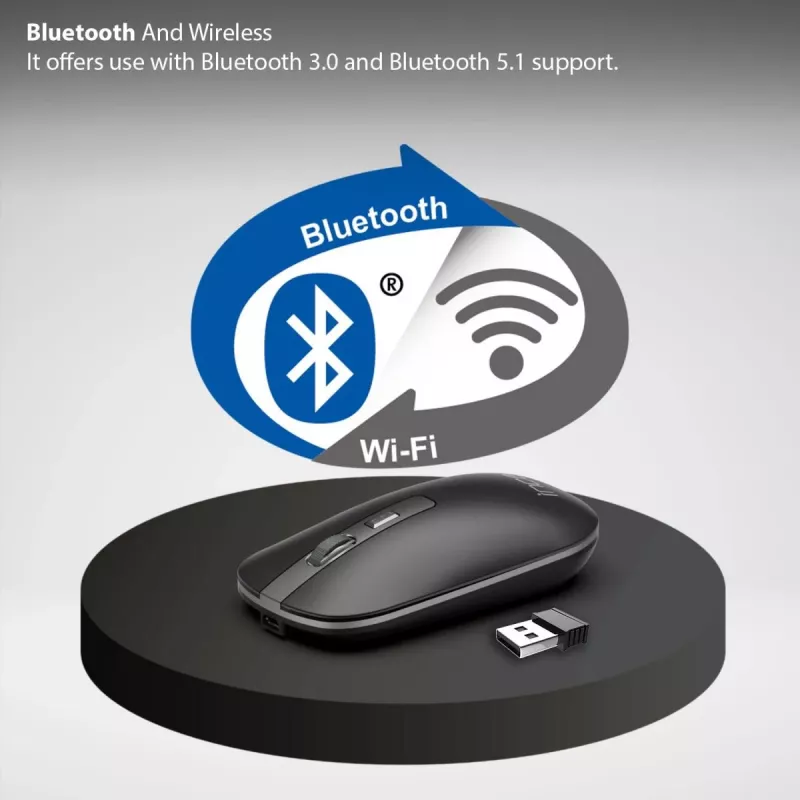 INCA Wireless Maus IWM-531RA – Bluetooth & RF Wireless 2,4 GHz – 1600 dpi – Schwarz/Silber