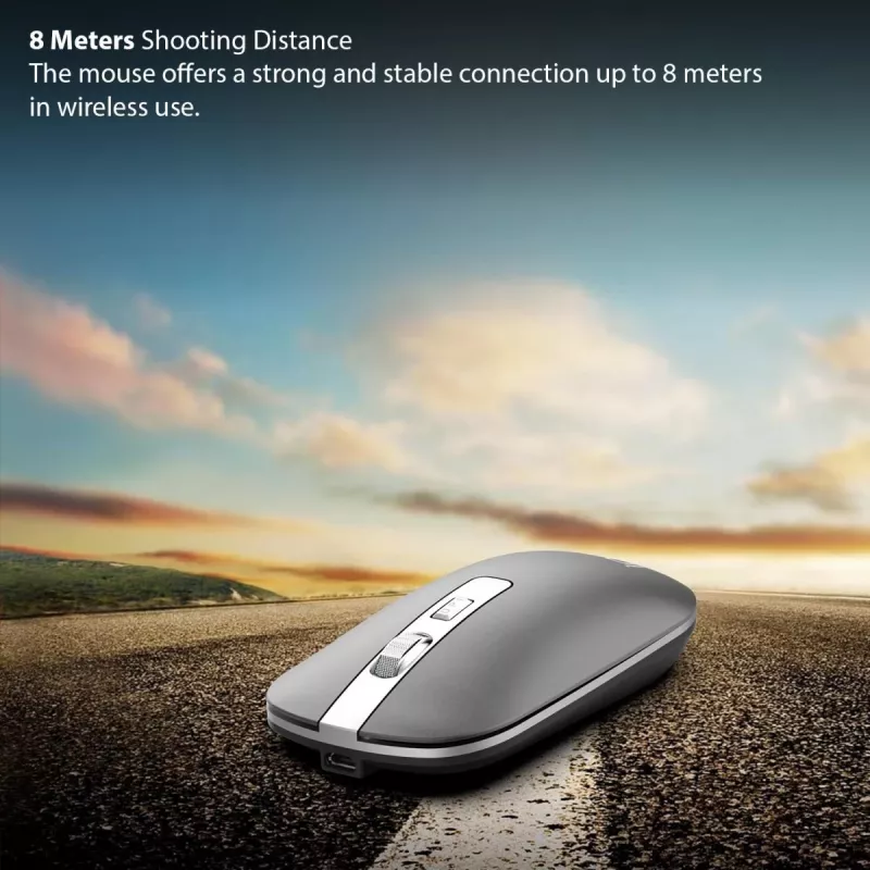 INCA Wireless Maus IWM-531RA – Bluetooth & RF Wireless 2,4 GHz – 1600 dpi – Schwarz/Silber