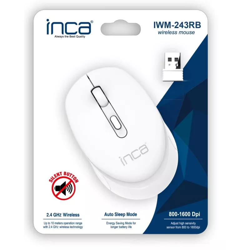 INCA Wireless Maus Iwm-243rb Candy Design - Rf Wireless 2,4GHz - 1600dpi - Weiß