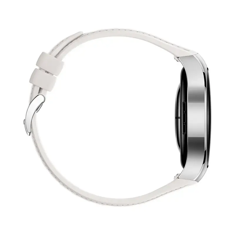 Smartwatch HUAWEI WATCH 5 — rundes 42 mm Edelstahlgehäuse, 1,38 Zoll AMOLED, GPS, Bluetooth, 540 mAh Akku, beiges Gehäuse mit weißem Armband