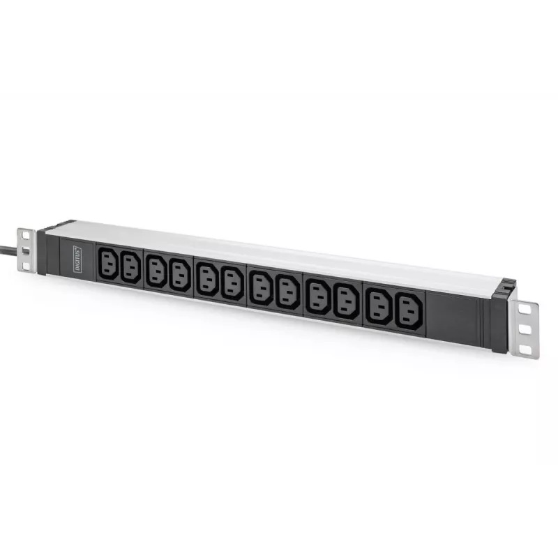 DIGITUS 1U Aluminium PDU rackeinbaubar 12x C13 16A 230VAC 50/60Hz Schutzkontaktstecker