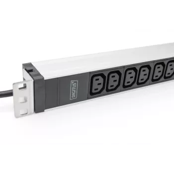 DIGITUS 1U Aluminium PDU rackeinbaubar 12x C13 16A 230VAC 50/60Hz Schutzkontaktstecker