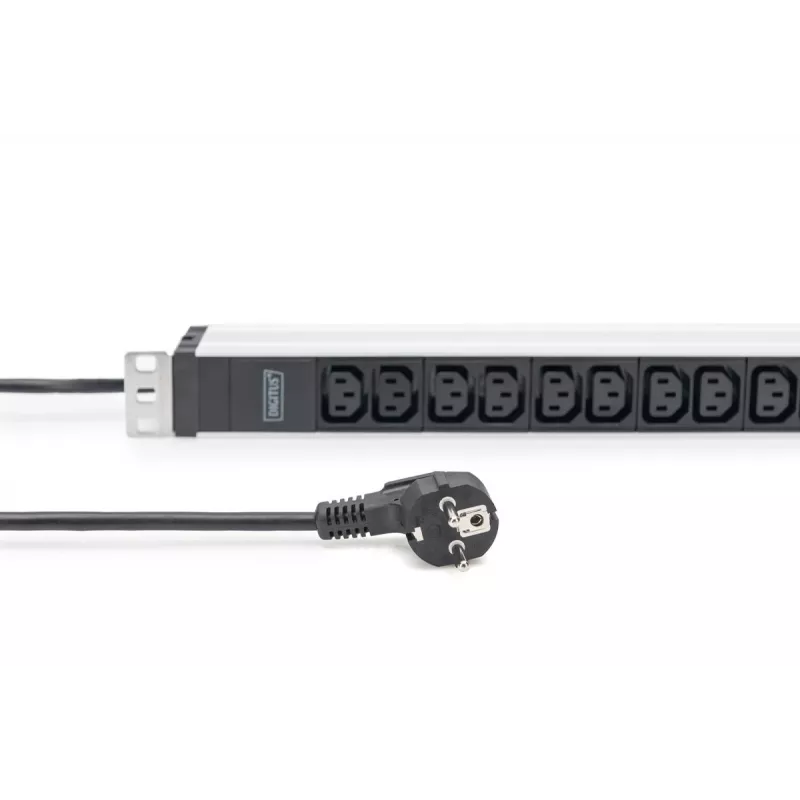 DIGITUS 1U Aluminium PDU rackeinbaubar 12x C13 16A 230VAC 50/60Hz Schutzkontaktstecker