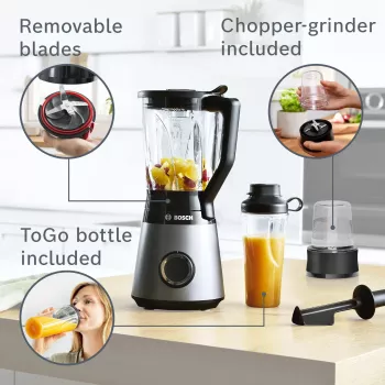 Bosch Serie 4 MMB6177S Standmixer 1,5 L Tischmixer 1200 W Schwarz, Silber
