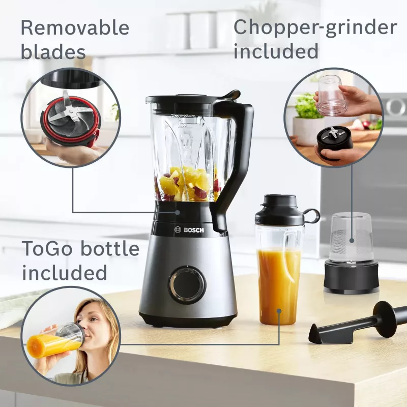 Bosch Serie 4 MMB6177S Standmixer 1,5 L Tischmixer 1200 W Schwarz, Silber
