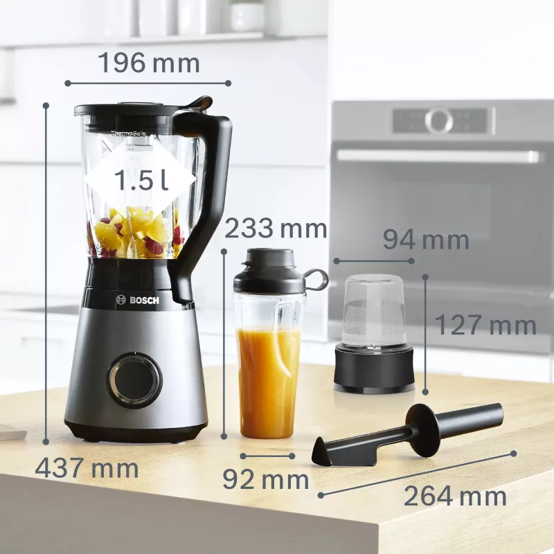 Bosch Serie 4 MMB6177S Standmixer 1,5 L Tischmixer 1200 W Schwarz, Silber