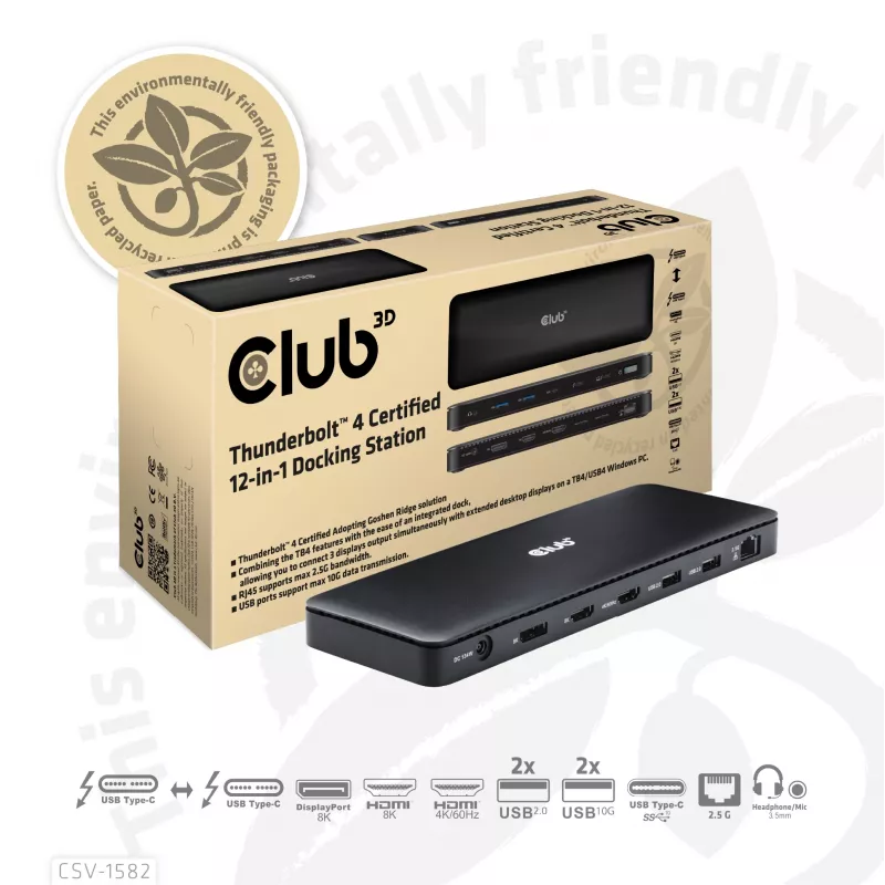 CLUB3D Thunderbolt™ 4 Certified 12-in-1 Dockingstation