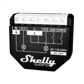 Intelligenter Schalter Shelly WAVE 2PM Schwarz (Shelly) — kabellos Z-Wave, 16 A, 110–240 V, 868,4 MHz