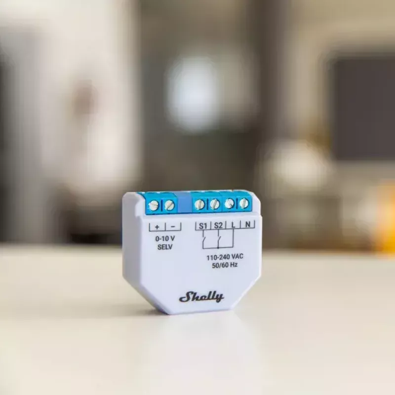 Dimmer Shelly Plus 0-10V Einbau Blau-Grau Drahtlose Steuerung 110-240V