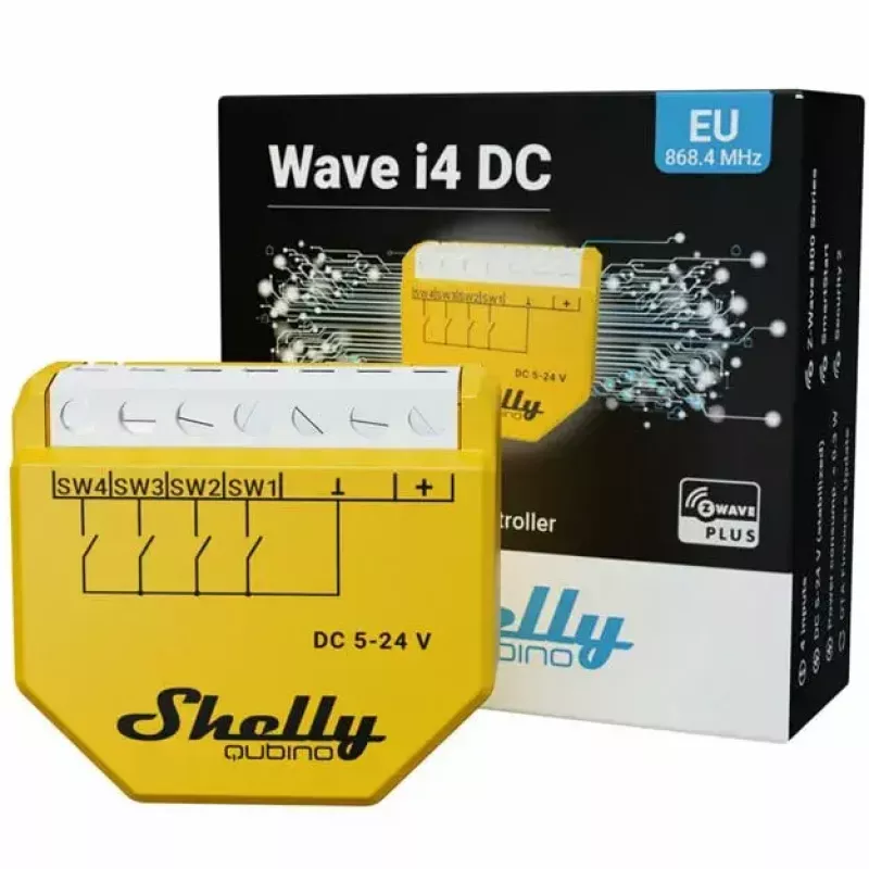 Smart Switch Shelly Qubino Wave i4 DC Gelb Drahtlos 5-24V