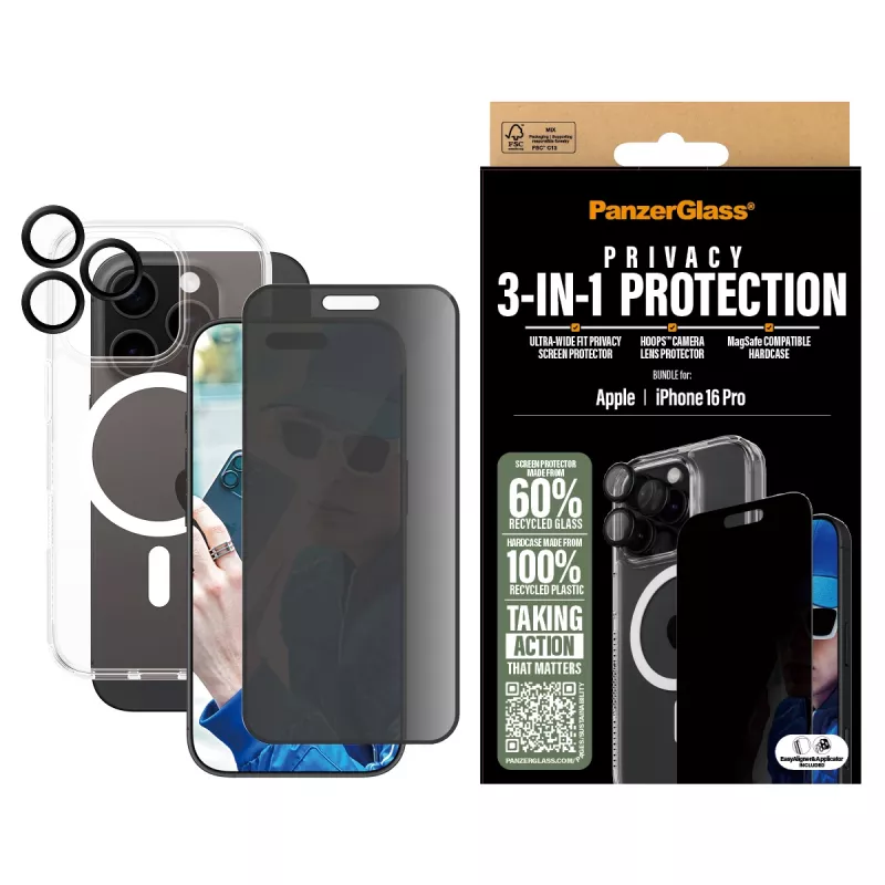 PanzerGlass 3-in-1 Privacy Protection Bundle iPhone '24 6,3 Zoll Pro