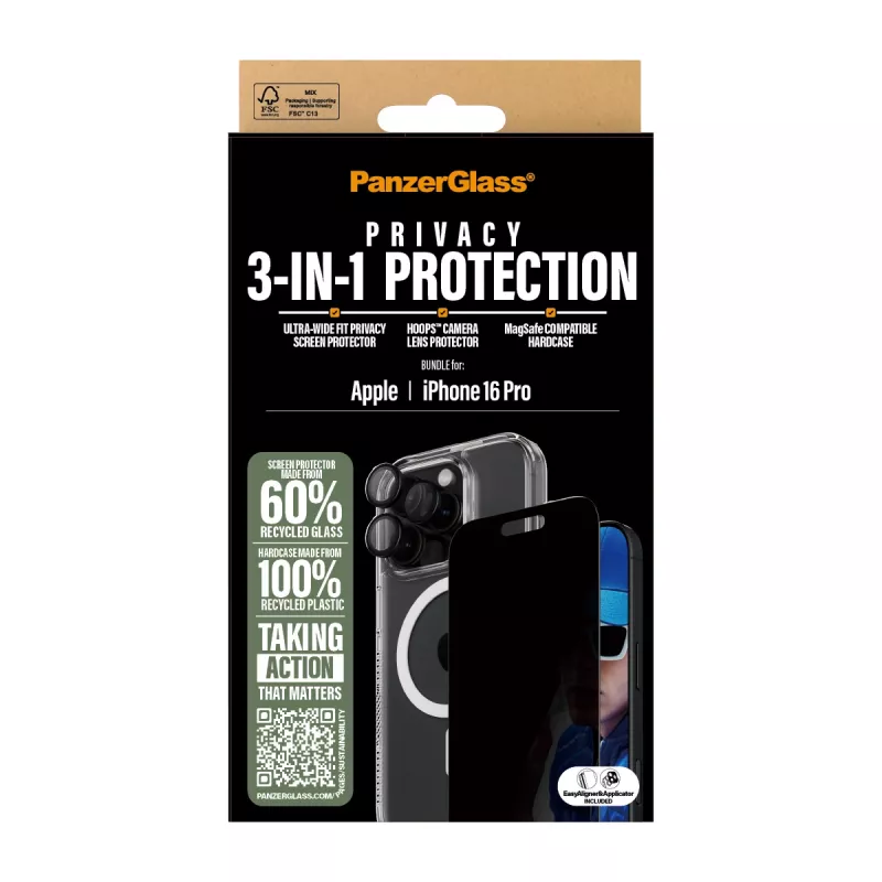 PanzerGlass 3-in-1 Privacy Protection Bundle iPhone '24 6,3 Zoll Pro