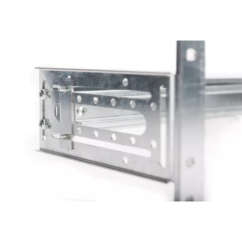 DIGITUS Hutschienenhalter, 4U, 178 x 483 x 223 mm, verzinkt, inkl. Hutschiene, variable Tiefe und Höhe