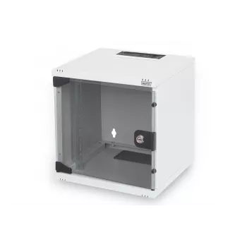 DIGITUS Wandmontagegehäuse 254 mm (10 Zoll) 6U grau (RAL 7035) Glastür