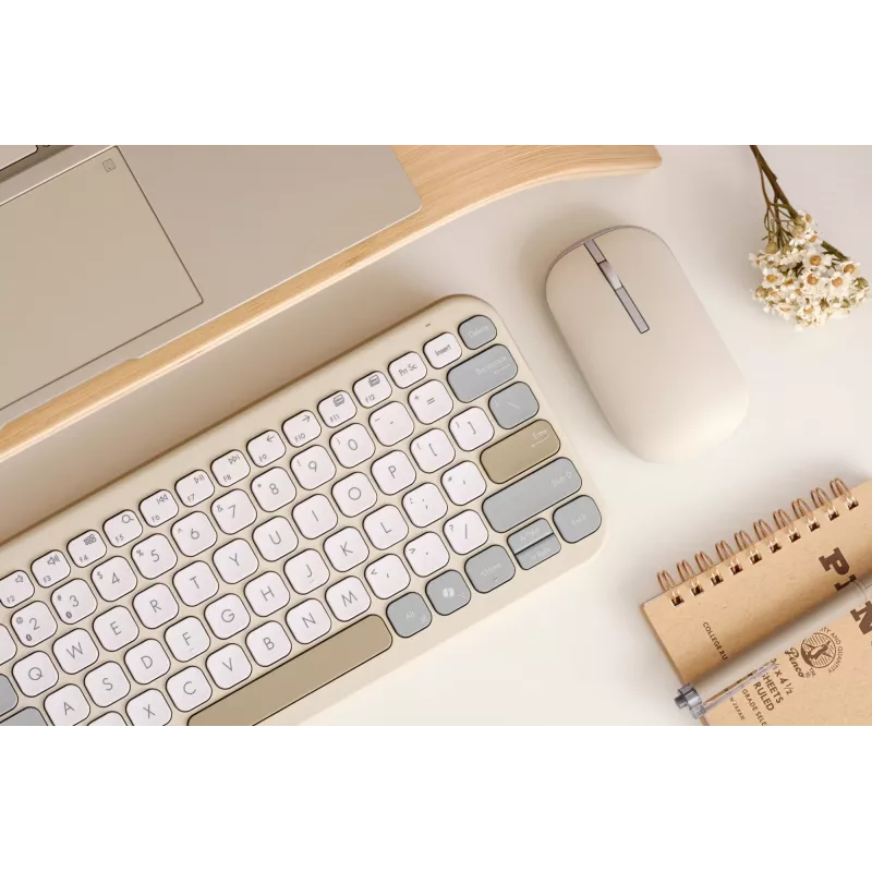 ASUS Marshmallow KW100 Tastatur Kabellos Bluetooth QWERTZ Beige Grau Weiß