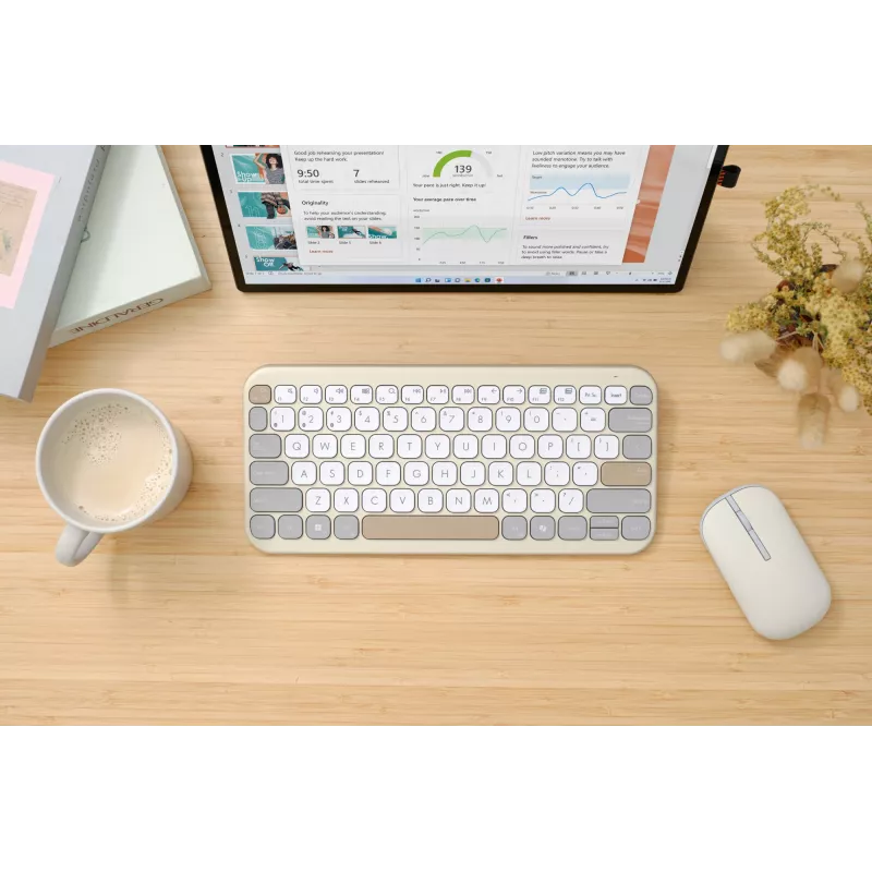 ASUS Marshmallow KW100 Tastatur Kabellos Bluetooth QWERTZ Beige Grau Weiß