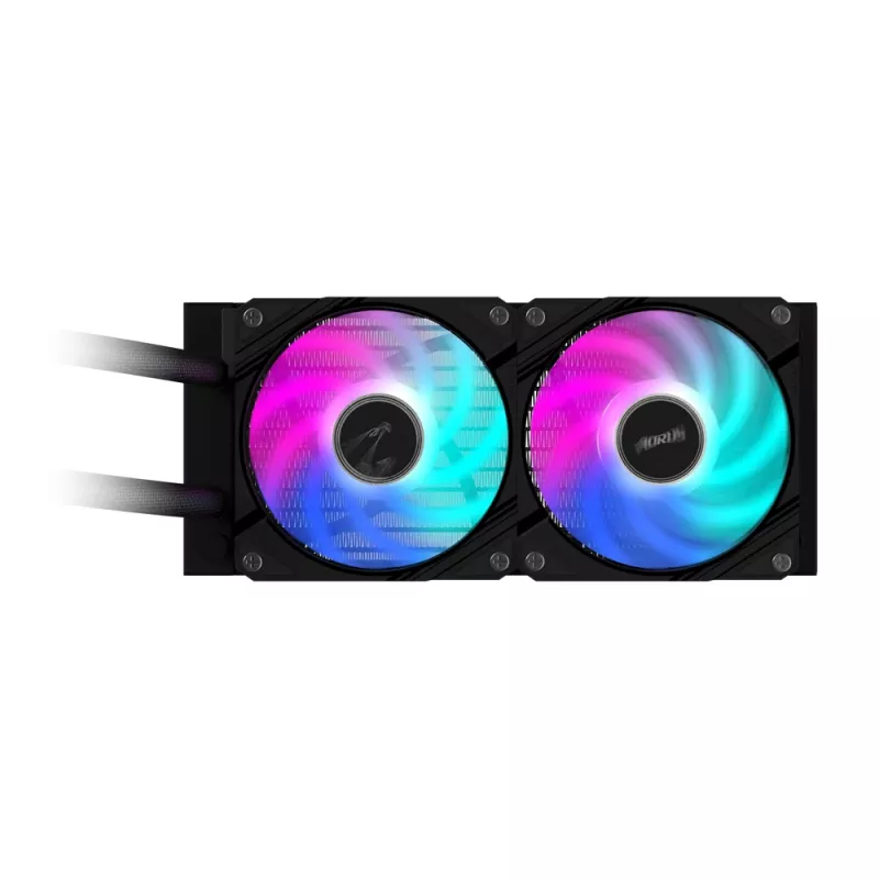 GIGABYTE AORUS WATERFORCE II 240 AIO Flüssigkeits-CPU-Kühler – 2x120mm ARGB-Lüfter, Schiebe-Verriegelungsmechanismus, DAISY-CHAIN, Intel LGA 1851 und AMD AM5 kompatibel