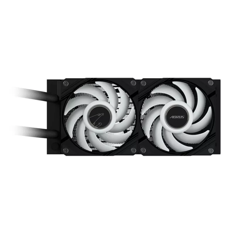 GIGABYTE AORUS WATERFORCE II 240 AIO Flüssigkeits-CPU-Kühler – 2x120mm ARGB-Lüfter, Schiebe-Verriegelungsmechanismus, DAISY-CHAIN, Intel LGA 1851 und AMD AM5 kompatibel
