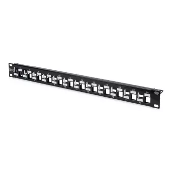 DIGITUS Modular Patch Panel, geschirmt 24-Port, blank, 1HE, Rackmontage, versetzt, Farbe schwarz RAL 9005
