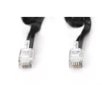 DIGITUS UAE-Verbindungskabel, RJ10 2,00 m, CU, 4x7x0,12 mm, ungeschirmt, M/M, Flachbandkabel, Spiralkabel, schwarz