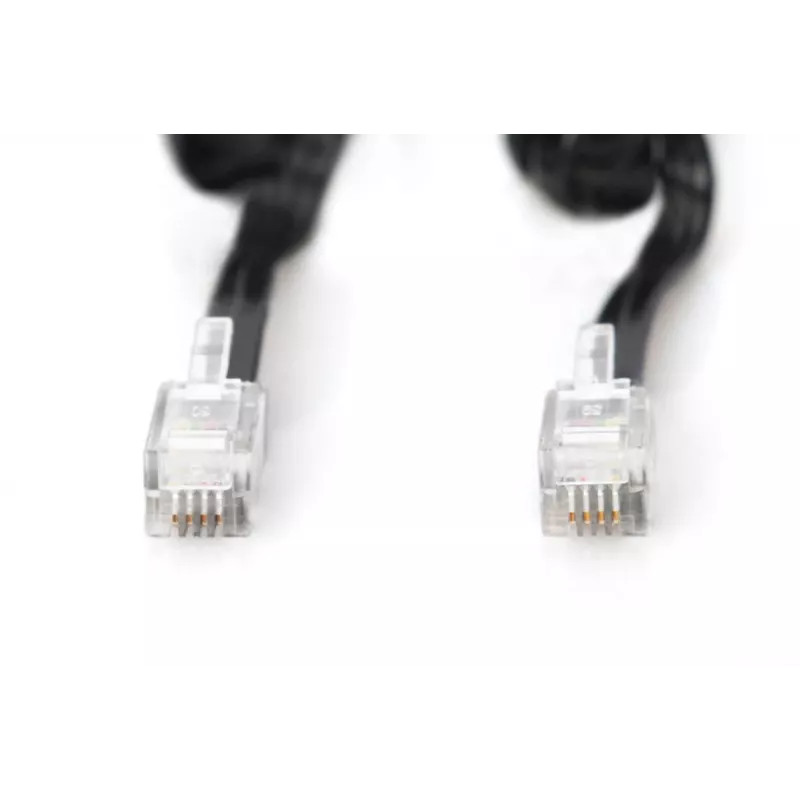 DIGITUS UAE-Verbindungskabel, RJ10 2,00 m, CU, 4x7x0,12 mm, ungeschirmt, M/M, Flachbandkabel, Spiralkabel, schwarz