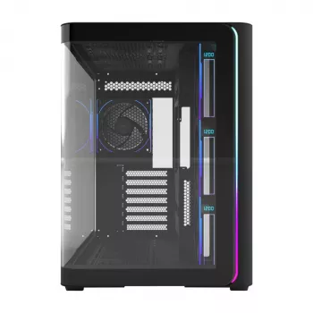 FSP M580-BP Plus Midi-Tower PC-Gehäuse, ATX/mATX/Mini-ITX, ARGB, Tempered Glass, 4x 120-mm-Lüfter, Schwarz