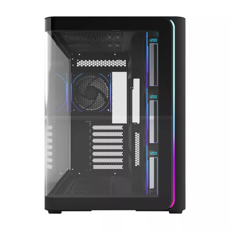 FSP M580-BP Plus Gehäuse Midi Tower mITX, mATX Schwarz ARGB, Midi Tower, PC, Schwarz, ATX, micro ATX, Mini-ITX, Glas, SPCC, 16 cm