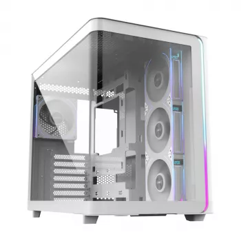 FSP M580-WP Plus Midi-Tower PC-Gehäuse, ATX, ARGB, Tempered Glass, Weiß