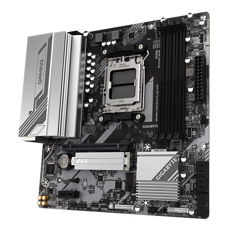GIGABYTE B650M GAMING PLUS WIFI Mainboard - AMD Ryzen 9000 CPUs, 5+2+2 Phasen VRM, bis zu 8000 MHz DDR5, 2x PCIe 4.0 M.2, 2,5 GbE LAN, WIFI 6E, USB 3.2 Gen 1