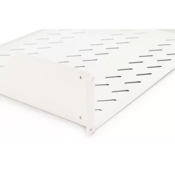 DIGITUS 2U Rack-Einbauregal fest montiert belüftet, Farbe grau (RAL 7035), bis 25 kg, 85x483x350 mm