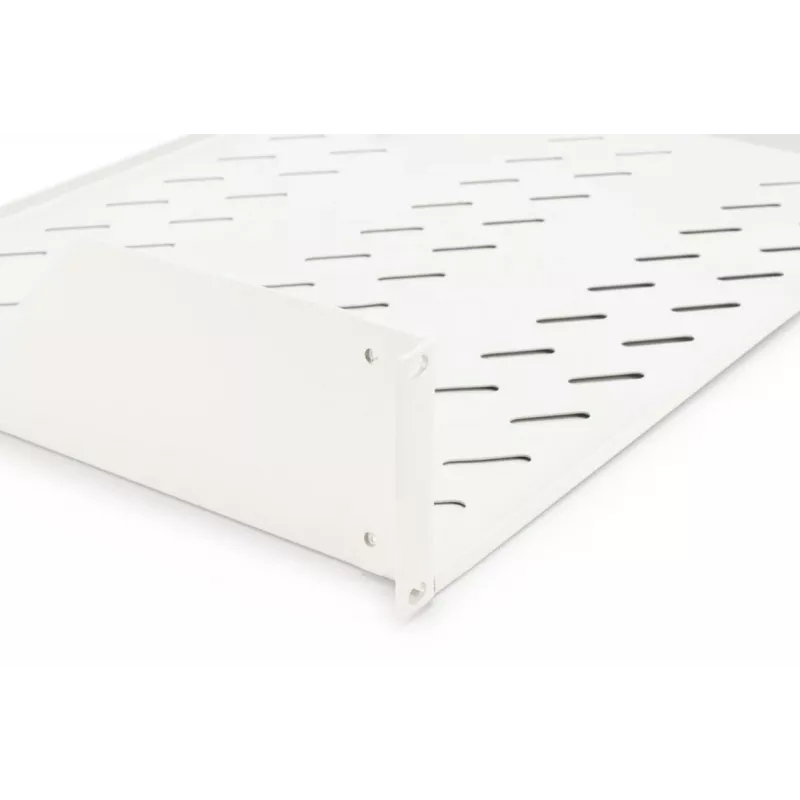 DIGITUS 2U Rack-Einbauregal fest montiert belüftet, Farbe grau (RAL 7035), bis 25 kg, 85x483x350 mm