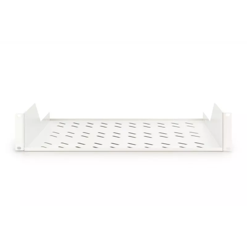 DIGITUS 2U Rack-Einbauregal fest montiert belüftet, Farbe grau (RAL 7035), bis 25 kg, 85x483x350 mm