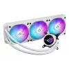 Flüssigkeitskühlungsset ASUS ROG Strix LC III 360 ARGB White Edition — 360-mm-Radiator, 3x 120-mm-ARGB-Lüfter, LCD-Anzeige, Kupferboden