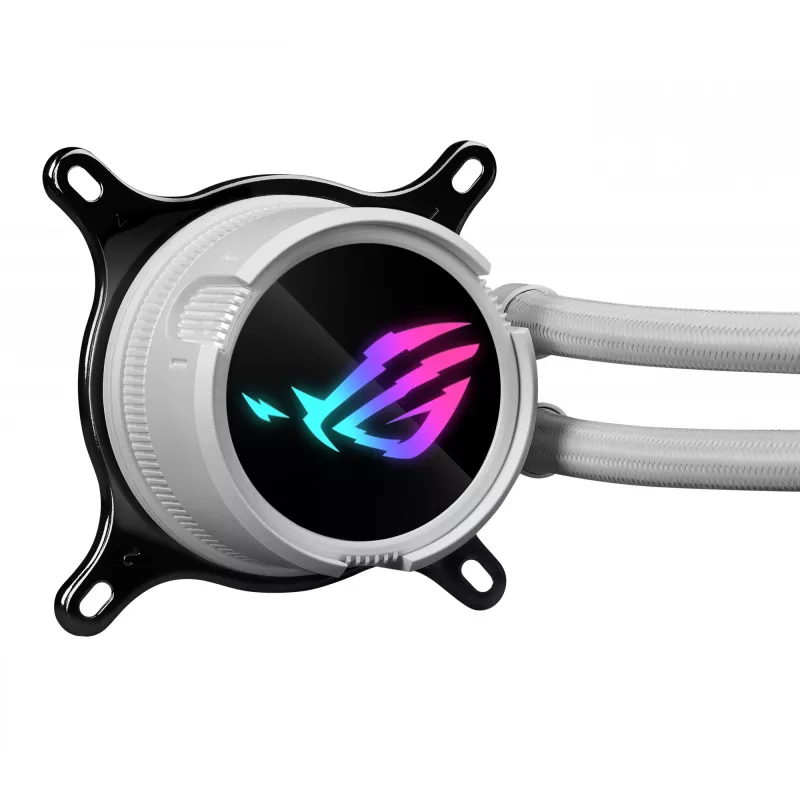 Flüssigkeitskühlungsset ASUS ROG Strix LC III 360 ARGB White Edition — 360-mm-Radiator, 3x 120-mm-ARGB-Lüfter, LCD-Anzeige, Kupferboden