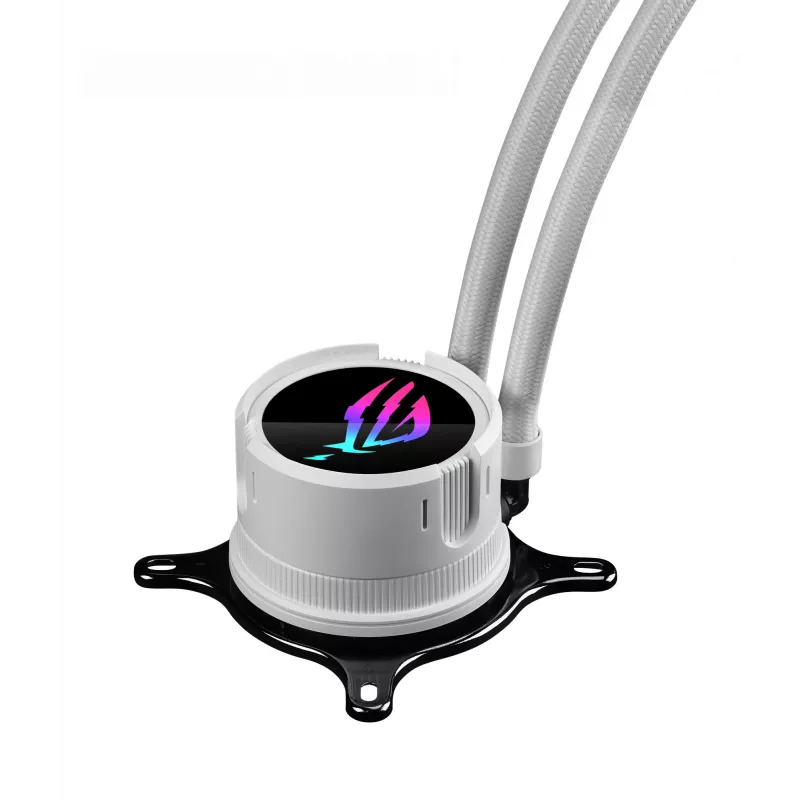 Flüssigkeitskühlungsset ASUS ROG Strix LC III 360 ARGB White Edition — 360-mm-Radiator, 3x 120-mm-ARGB-Lüfter, LCD-Anzeige, Kupferboden