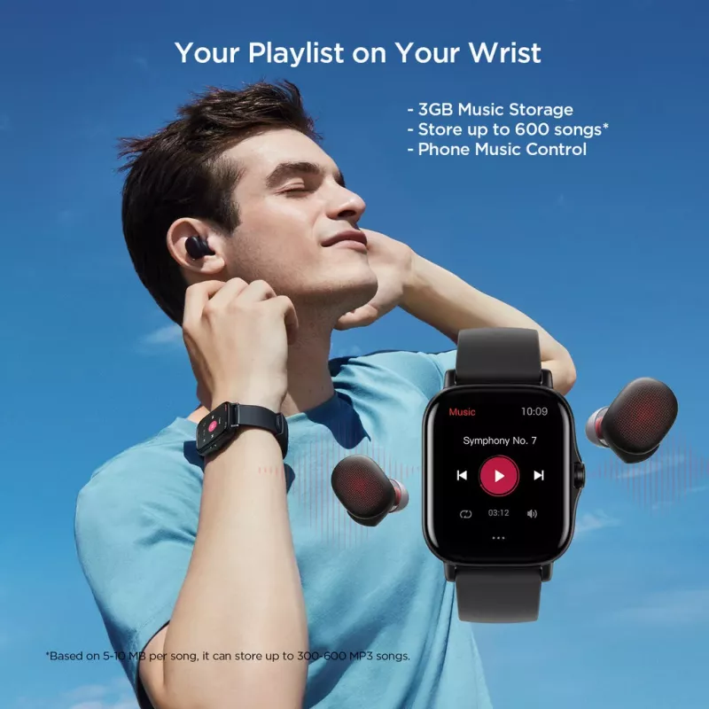 Amazfit GTS 2 4,19 cm (1,65 Zoll) AMOLED 43 mm Digital 348 x 442 Pixel Touchscreen Schwarz Wi-Fi GPS (Satellit)