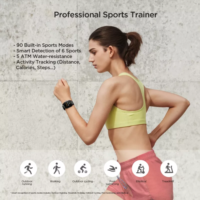 Amazfit GTS 2 4,19 cm (1,65 Zoll) AMOLED 43 mm Digital 348 x 442 Pixel Touchscreen Schwarz Wi-Fi GPS (Satellit)
