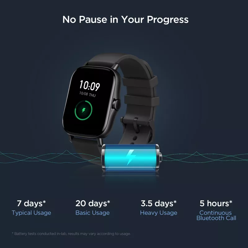Amazfit GTS 2 4,19 cm (1,65 Zoll) AMOLED 43 mm Digital 348 x 442 Pixel Touchscreen Schwarz Wi-Fi GPS (Satellit)