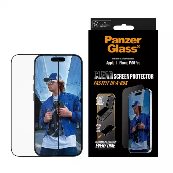 PanzerGlass® Displayschutzfolie iPhone 17 | iPhone 16 Pro | Ultra-Wide Fit mit FASTFIT IN-A-BOX