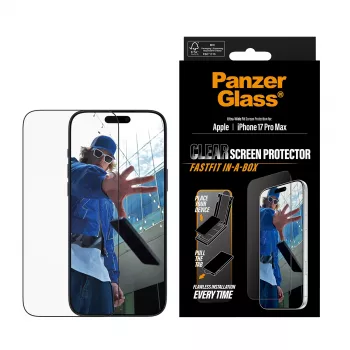 PanzerGlass ® Displayschutzfolie iPhone 17 Pro Max | Ultra-Wide Fit mit FASTFIT IN-A-BOX