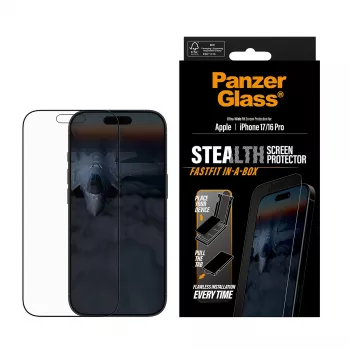 PanzerGlass ® Stealth Displayschutz iPhone 17 | iPhone 16 Pro | Ultra-Wide Fit mit FASTFIT IN-A-BOX