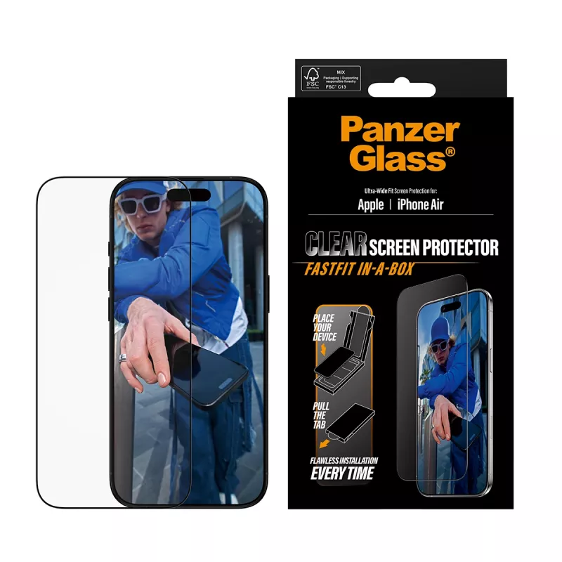 PanzerGlass ® Displayschutzfolie iPhone Air | Ultra-Wide Fit mit FASTFIT IN-A-BOX