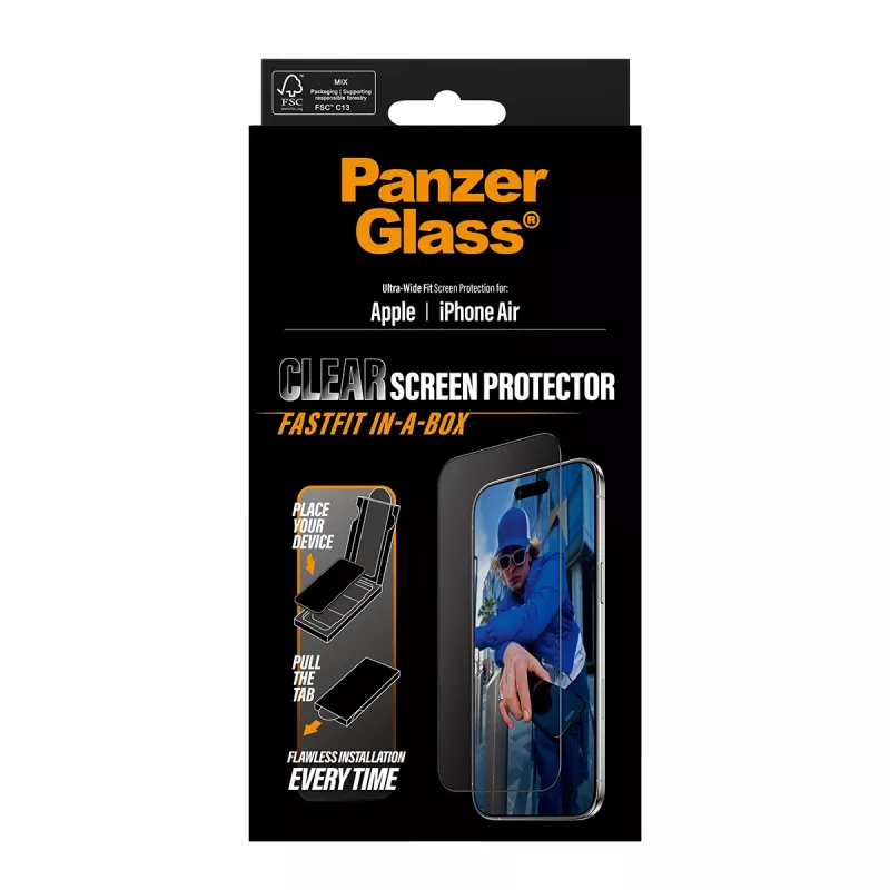 PanzerGlass ® Displayschutzfolie iPhone Air | Ultra-Wide Fit mit FASTFIT IN-A-BOX