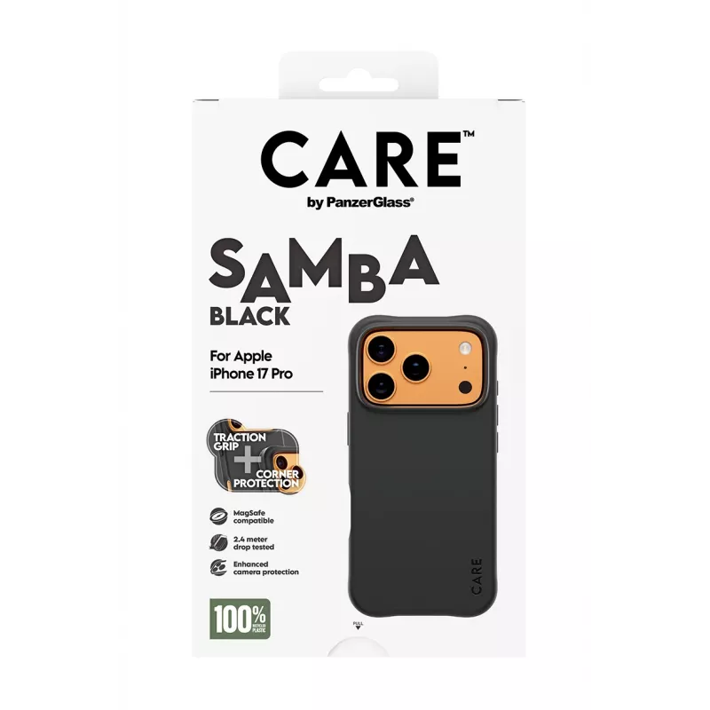 Cover PanzerGlass CARE by Fashionable Case Samba Black w. MagSafe iPhone 17 Pro