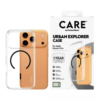 PanzerGlass CARE™ by ® Urban Explorer Case durchsichtig mit schwarzem MagSafe iPhone 17 Pro