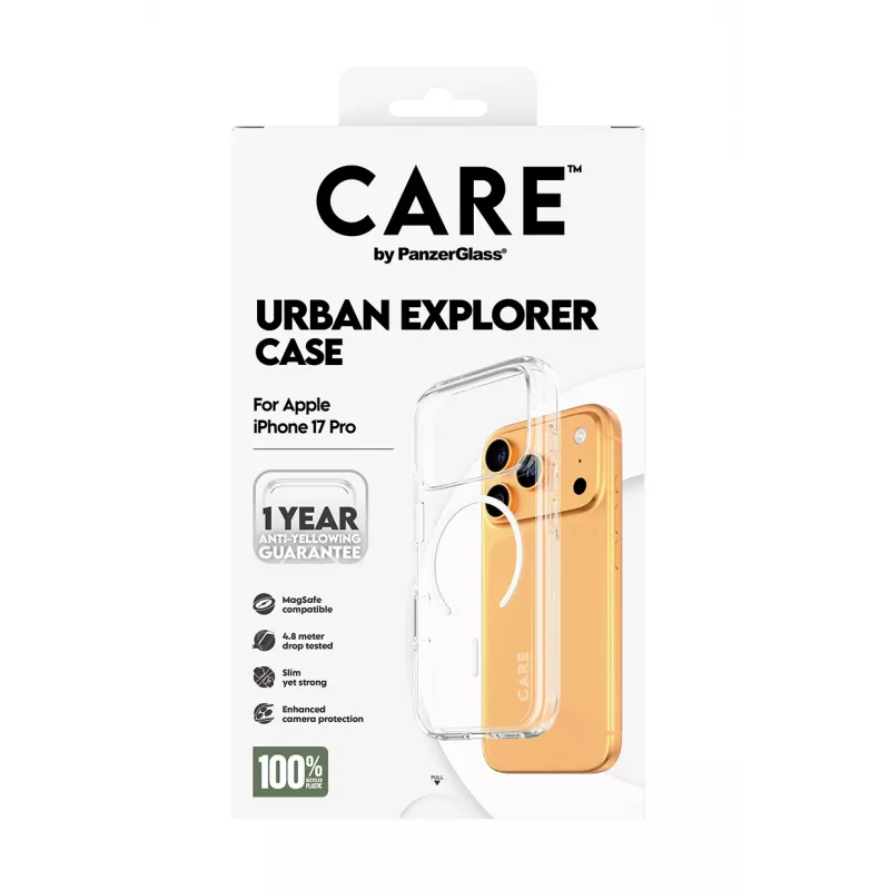 PanzerGlass CARE™ by ® Urban Explorer Case Transparent w. White MagSafe iPhone 17 Pro