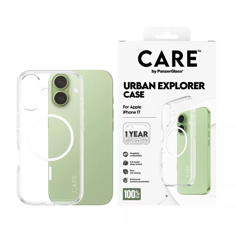 PanzerGlass CARE™ by ® Urban Explorer Case Transparent w. White MagSafe iPhone 17