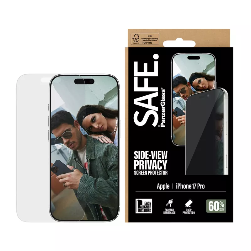 PanzerGlass SAFE. by ® 2-Wege-Sichtschutz-Displayschutz iPhone 17 Pro | Ultra-Wide Fit mit EasyAligner