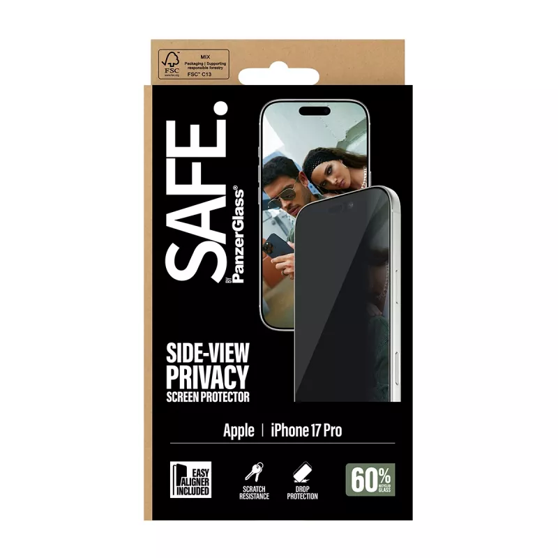 PanzerGlass SAFE. by ® 2-Wege-Sichtschutz-Displayschutz iPhone 17 Pro | Ultra-Wide Fit mit EasyAligner
